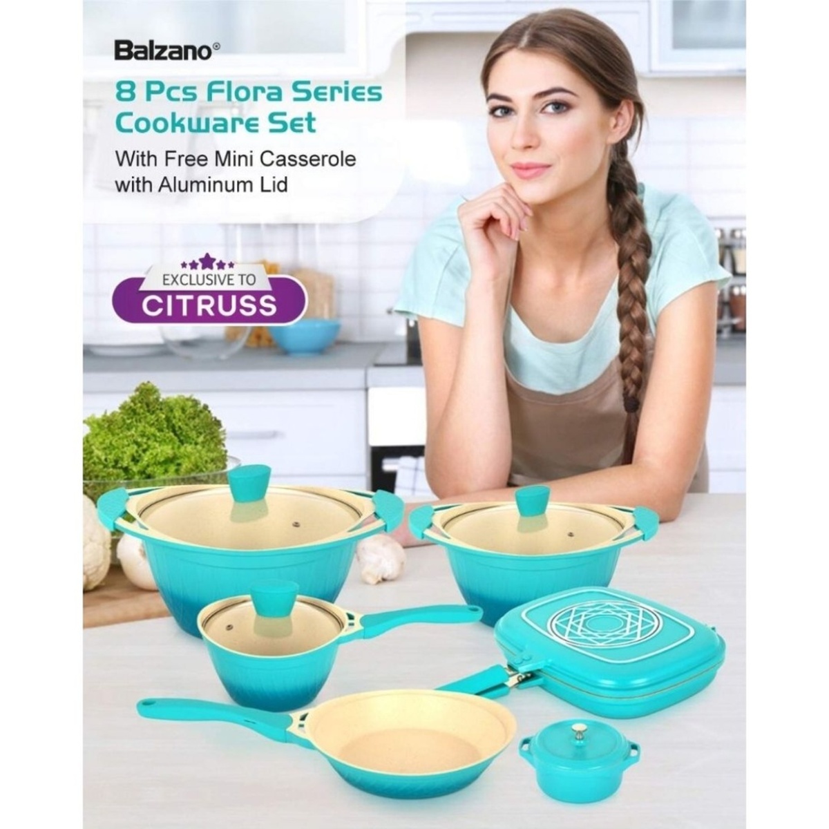 Thumbnail  BALZANO DIECAST ALUM COOKWARE SET 9CS BLUE