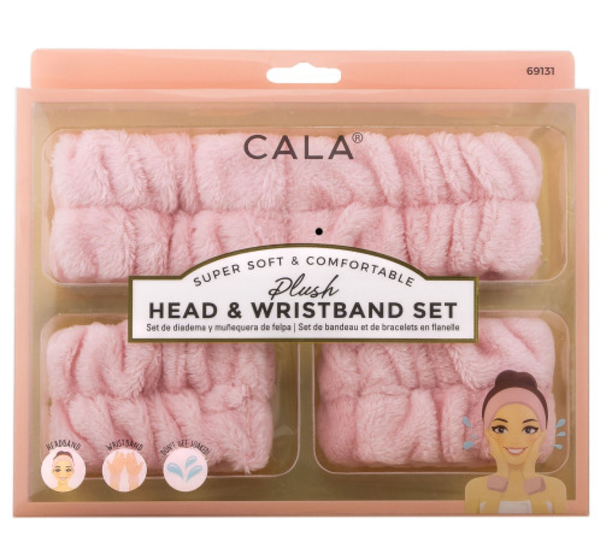 Thumbnail CALA PLUSH HEADBAND & WRISTBAND SET-PEACH