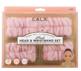 CALA PLUSH HEADBAND & WRISTBAND SET-PEACH