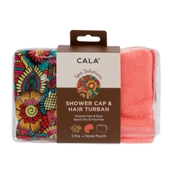CALA SHOWER CAP&HAIR TURBANT - FLOWER POWER
