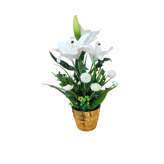 Anúncio: DECO LIRIO BLANCO GRANDE CON FLORERO DORADO