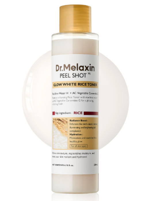 Anúncio: DR MELAXIN PEEL SHOT GLOW WHITE RICE TONER 200ML