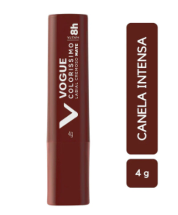 Anúncio: VOGUE COLORISSIMO LABIAL CREMOSO MATE - CANELA INTENSA - 4G