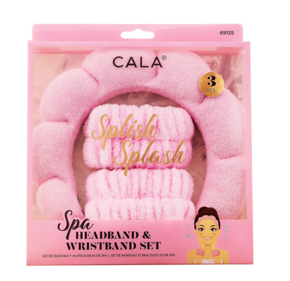Thumbnail CALA SPA HEADBAND & WRISTBAND SET - PINK